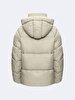 With Hood Zipper Closing Puffer Beige Coat