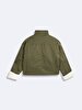 Fur Detailed Front With Pockets Green Coat