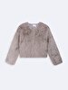 Long Sleeve Simulated Fur Beige Jacket