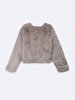 Long Sleeve Simulated Fur Beige Jacket