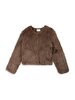 Long Sleeve Simulated Fur Brown Jacket
