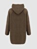 Long Sleeve Polar Zipper Closing With Hood Brown Coat
