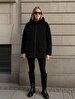 Long Sleeve Polar Zipper Closing With Hood Black Coat