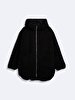Long Sleeve Polar Zipper Closing With Hood Black Coat