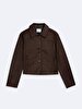 Long Sleeve Front Buttoned Cropped Brown Jacket