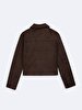 Long Sleeve Front Buttoned Cropped Brown Jacket