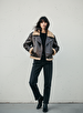 Long Sleeve Zipper Closing Mao Collar Brown Coat