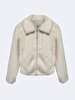 Long Sleeve Soft Textured Plush White Jacket