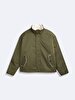Mao Collar Zipper Closing With Pockets Green Coat