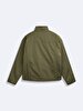 Mao Collar Zipper Closing With Pockets Green Coat
