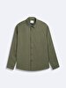 Long Sleeve Front Buttoned Basic Green Shirt