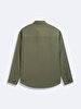 Long Sleeve Front Buttoned Basic Green Shirt