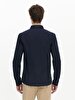Long Sleeve Front Buttoned Basic Navy Shirt