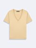 Short Sleeve V-neck Basic Beige T-shirt