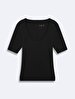 Turtle Neck Short Sleeve Basic Black T-shirt