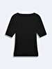 Turtle Neck Short Sleeve Basic Black T-shirt