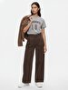 Short Sleeve Crew Neck Print With Print Grey T-shirt