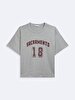 Short Sleeve Crew Neck Print With Print Grey T-shirt