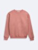 Crew Neck Print Long Sleeve Basic Pink Sweatshirt