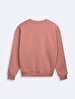 Crew Neck Print Long Sleeve Basic Pink Sweatshirt