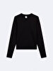 Long Sleeve Crew Neck Basic Black Sweatshirt