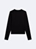 Long Sleeve Crew Neck Basic Black Sweatshirt