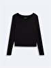 Long Sleeve Crew Neck Basic Black Sweatshirt