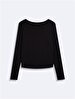 Long Sleeve Crew Neck Basic Black Sweatshirt