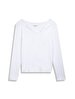 Long Sleeve Basic V-neck White Sweatshirt