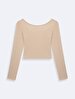 Long Sleeve Off-shoulder Basic Beige Sweatshirt