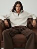 Long Sleeve Turtle Neck Zipper Closing Grey Sweatshirt