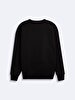 Long Sleeve Crew Neck Print With Print Black Sweatshirt
