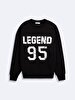 Long Sleeve Crew Neck Print With Print Black Sweatshirt