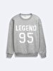 Long Sleeve Crew Neck Print With Print Grey Sweatshirt