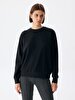 Long Sleeve Crew Neck Basic Black Sweatshirt