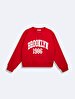 Long Sleeve Crew Neck Print With Print Red Sweatshirt