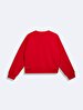 Long Sleeve Crew Neck Print With Print Red Sweatshirt
