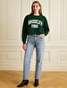 Long Sleeve Crew Neck Print With Print Green Sweatshirt