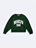 Long Sleeve Crew Neck Print With Print Green Sweatshirt