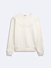 Sign With Print Crew Neck Long Sleeve Beige Sweatshirt