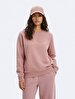 Sign With Print Crew Neck Long Sleeve Pink Sweatshirt