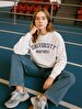 Long Sleeve Crew Neck Print Basic White Sweatshirt