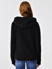 Zipper Closing Regular With Hood Polar Straight Fit Black Sweatshirt