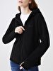 Zipper Closing Regular With Hood Polar Straight Fit Black Sweatshirt