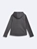 Fermuarlı Regular Kapüşonlu Polar Düz Fit Gri Sweatshırt