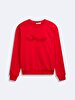Long Sleeve Crew Neck Sign With Print Red Sweatshirt