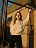 Long Sleeve With Hood With Print Beige Sweatshirt