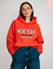 Long Sleeve Print With Print With Hood Red Sweatshirt