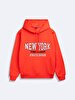 Long Sleeve Print With Print With Hood Red Sweatshirt