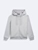 Zipper Closing Regular With Hood Straight Fit Grey Sweatshirt